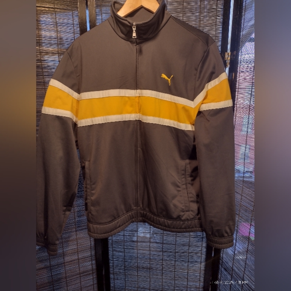 Puma Men's Gray and Yellow Track Jacket